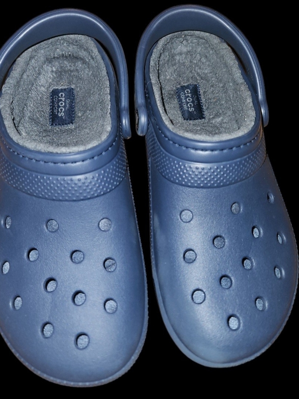CROCS Navy Blue Fuzz-Lined Slip-On Clogs